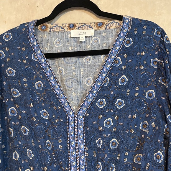 Lucky Brand Navy and Cream Long Sleeve Dress - Picture 6 of 11